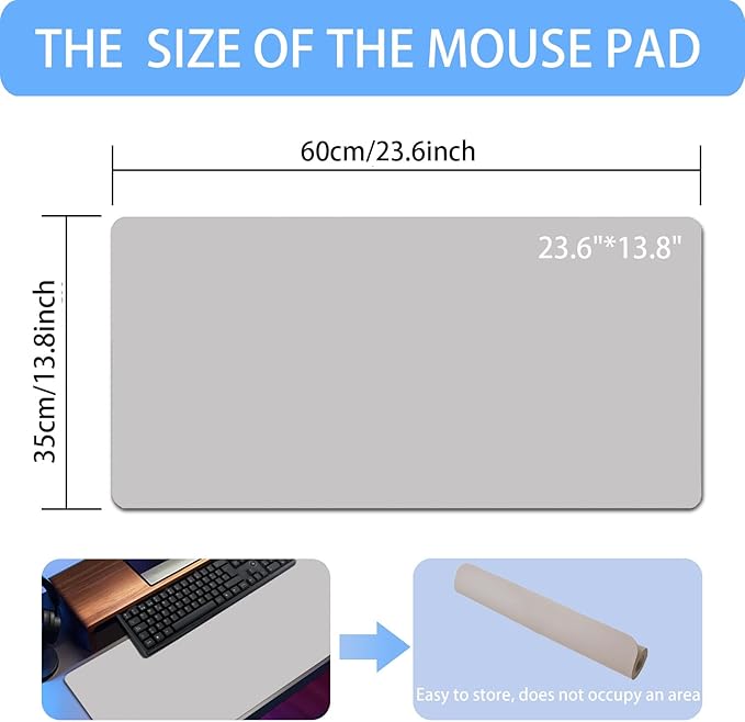 Erasable writable(Frontside) Table mat,Dual Sided Desk Mat, Large Mouse Pad, Notepad, Writing White Board (Includes 7.9"x9.4" Portable Mousepad)
