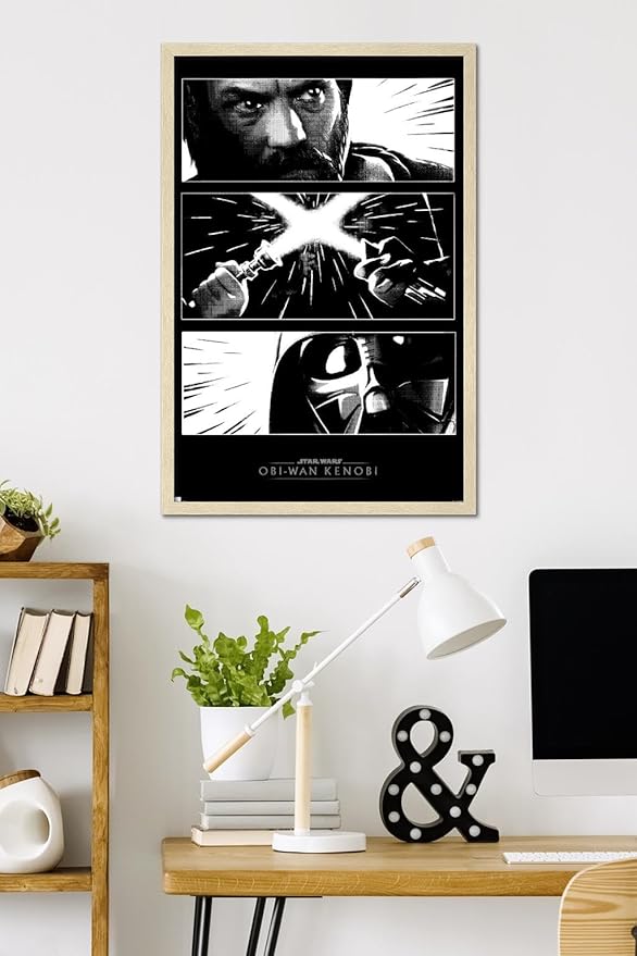 Trends International Star Wars: Obi-Wan Kenobi - Panels Wall Poster, 34L x 22.4W, Blonde Framed Version