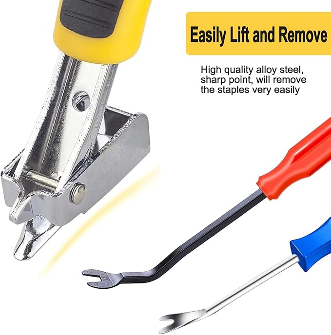 3Pcs Staple Remover, Heavy Duty Upholstery Staple Puller Tool with Ergonomic Handle, Tack Puller Tool, Nail Puller and Carpet Remover for Removing All Kinds of Staples