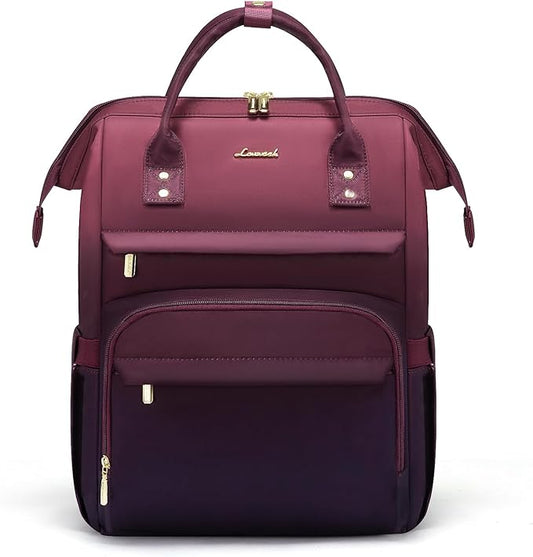LOVEVOOK Gradient Laptop Backpack for Women,15.6 Inch Work Computer Bakcpack Purse Laptop Bag With Anti-Theft Pocket,Waterproof Carry on Teacher College Backpack for Travel,Purple-Red