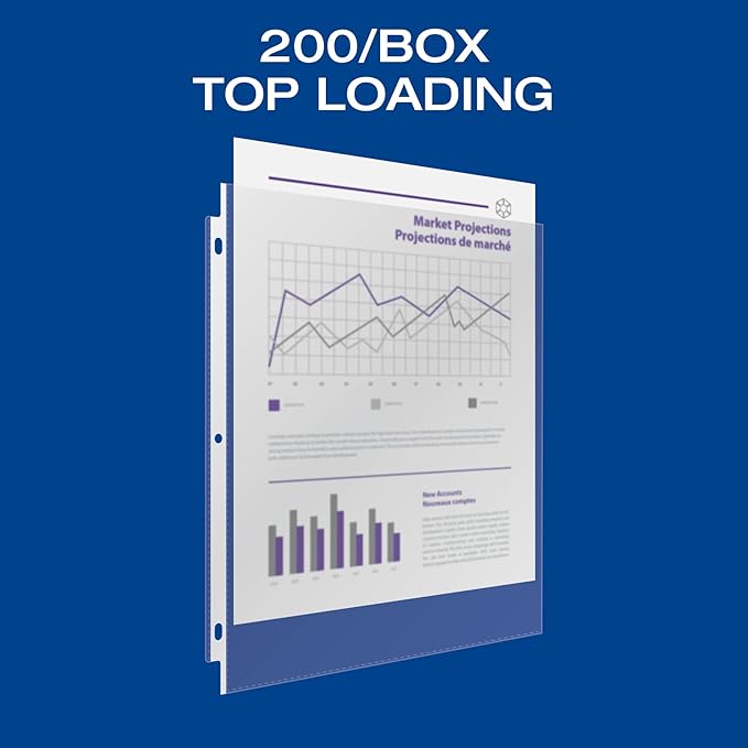 Oxford Sheet Protectors,Clear Finish,Page Protectors for 3 Ring Binder,Top Load,Letter Size Plastic Sleeves,Reinforced 3 Hole Punch for Binders, (33268),(Pack of 1000)