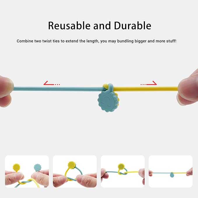 Rich&Ray 10Colors-30Pack Reusable Silicone Twist Ties, Magnetic Cable Ties with Strong Magnet for Organizing Cables, Hanging Stuff, Used in Many Ways or Just for Fun (10C-30Pack)