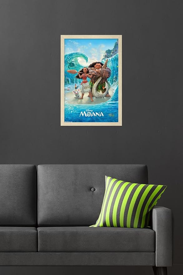 Disney Moana - Ocean Floor Wall Poster, 22.4L" x 14.7W", Blonde Framed Version