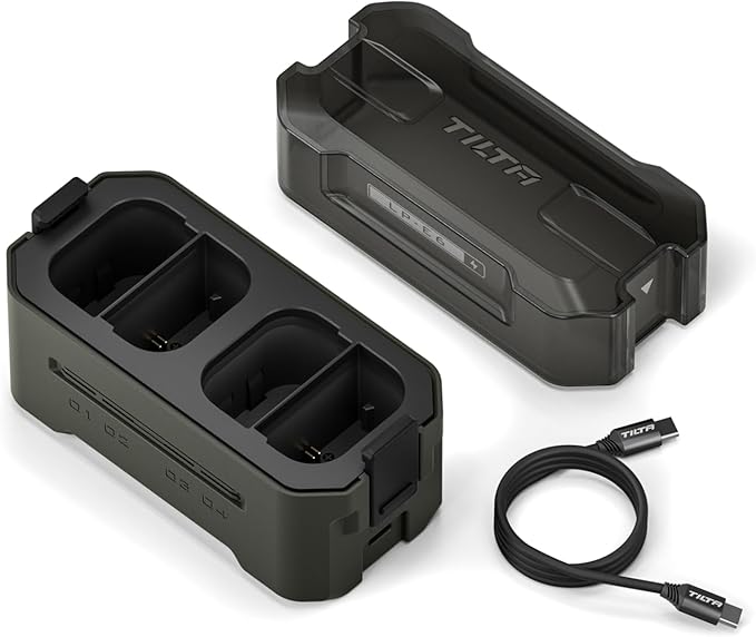 Tilta LP-E6 Portable Charging Station | Charge 4 Batteries w/USB-C PD 45W Fast Charge | Safe for EOS R5 Mark II, R6 Mark II, R7, R6, R5, R, 5D Mark IV, 6D, 7D Mark II, 90D, 80D, 70D, 60D | Green