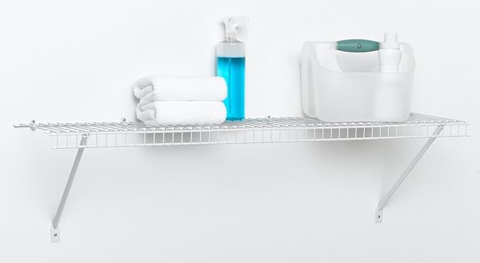 ClosetMaid Wire Shelf Kit with Hardware, 4 Ft. Wide, for Pantry, Closet, Laundry, White Vinyl Finish