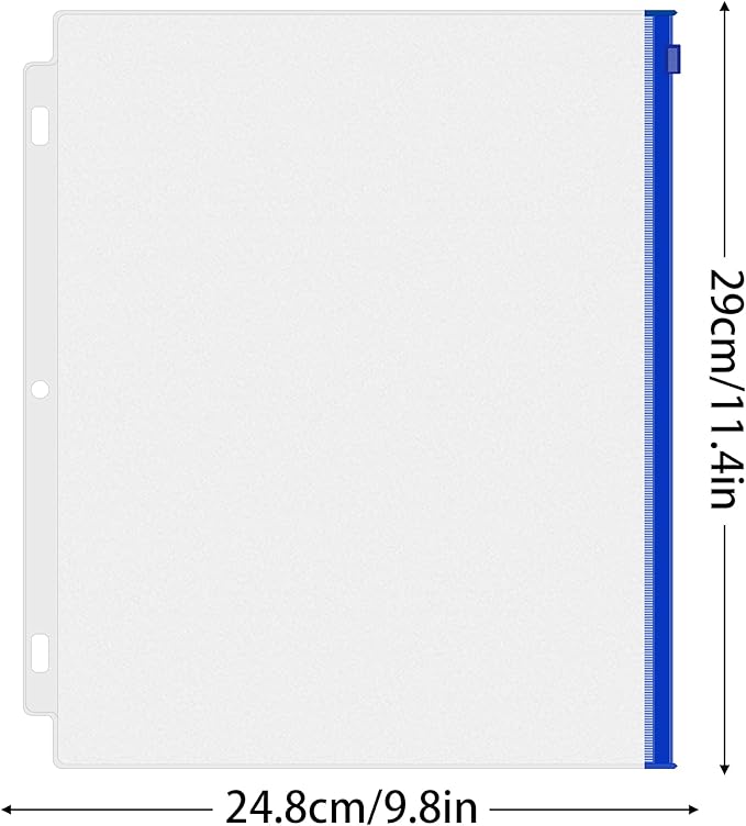 Antner 18PCS Letter Size Binder Pockets for 3 Ring Binder, 3 Holes Zipper Binder Pouch Insert Pages Sheet Protectors Loose Leaf Bags Waterproof PVC Document Folders Filling Bags, 6 Colors Zipper