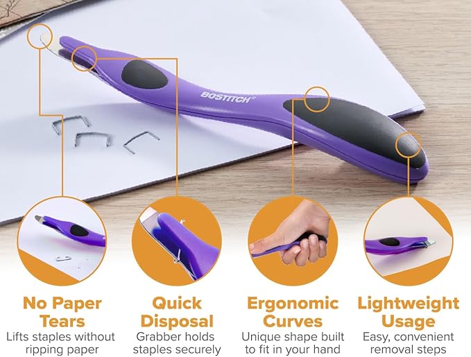 Bostitch Office Professional Magnetic Easy Staple Remover, Staple Puller Stick for Office, Home & School - Neon Colors, 3 Pack