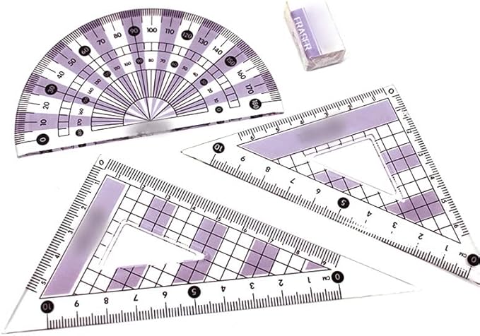 LABANCA 7 Pcs Compass Set with Protractor Rulers Drafting Tools Kit for Math Geometry (Y-Pink)
