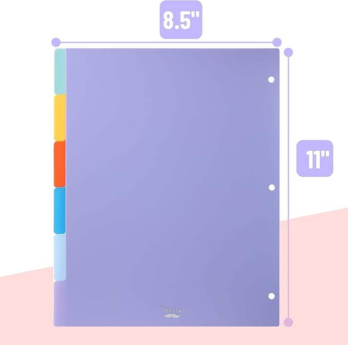 Mr. Pen- 3 Ring Binder Dividers with Tabs, 2 Sets, 6 Pack/Set, Letter Size, Winter Colors, Plastic 6 Tab Dividers for 3 Ring Binder with 12 pcs Labels