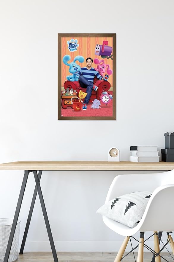 Nickelodeon Blue's Clues - Group Wall Poster, 22.4L" x 14.7W", Bronze Framed Version