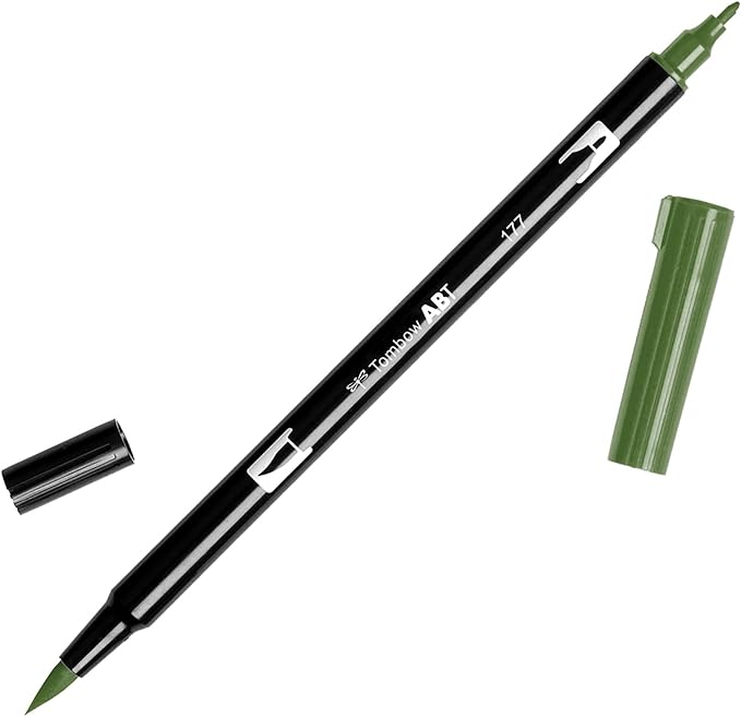 Tombow Dual Brush Pen Art Marker, 177 - Dark Jade, 1-Pack