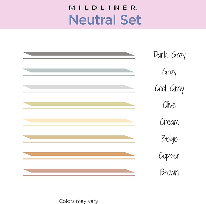 Zebra Pen Mildliner Dual-Tip Highlighter Set, Broad and Fine Tips, No Bleed, Ideal for Bible Highlighting, Journaling, School and Office Supplies, Assorted Neutral Vintage Ink Colors, 8-Pack (78208)