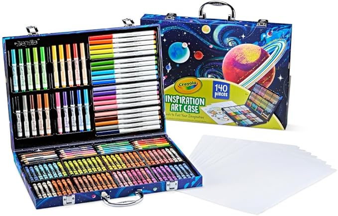 Crayola Inspiration Art Case Space Coloring Set (140pcs), Essential Easter Basket Stuffers, Art Kit for Kids, Crayons, Markers, Pencils, Easter Gifts for Kids, Ages 5+ [Amazon Exclusive]