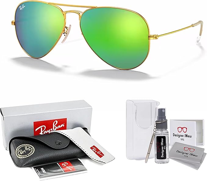 Ray-Ban RB3025 Metal Aviator Sunglasses For Men For Women +BUNDLE with ACCESSORY EYEWEAR KIT