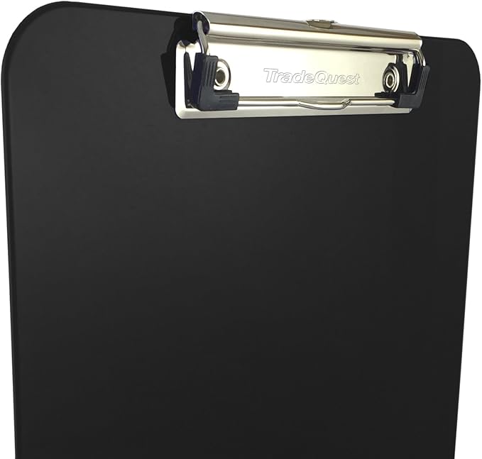 Trade Quest Plastic Clipboard Opaque Color Letter Size Low Profile Clip (Pack of 6) (Black)
