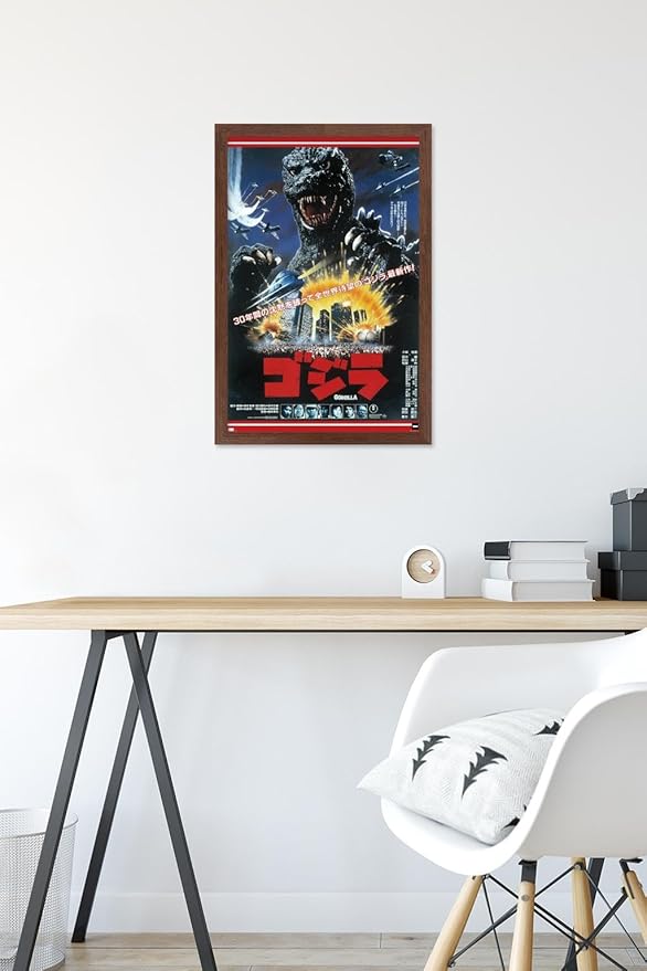 Trends International Godzilla - The Return Of Godzilla One Sheet Wall Poster, 22.4L x 14.7W, Mahogany Framed Version