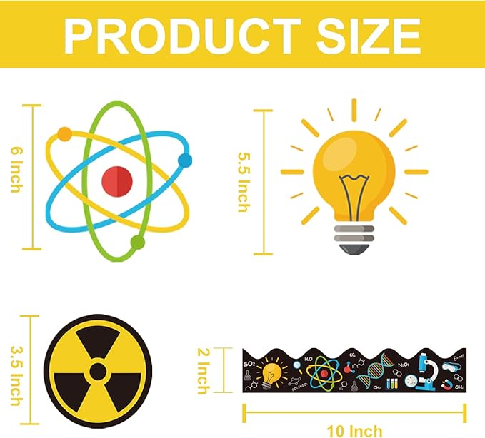 78Pcs Science Classroom Bulletin Board Decorations with Borders, Classroom Decor Paper Cutouts Teacher Must Haves Science Theme Back to School Home Office Decorations