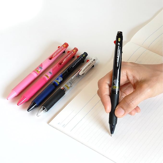 Uni Ballpoint Pen Jetstream 3 Color Black, Red, Blue Ink 0.38mm, Transparent Black (SXE340038T.24)