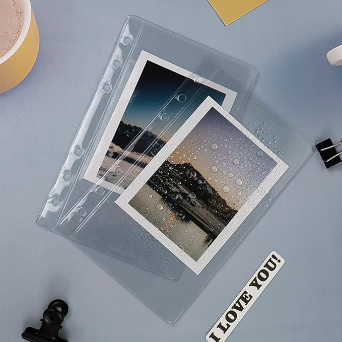 12 Pack A6 Size Clear Sheet Protectors 3.4 x 6.3 Inch Plastic Sleeves Page Protectors Top Loading Paper Protector for 6 Ring Binders, Acid-Free, Archival Safe for Documents and Photos
