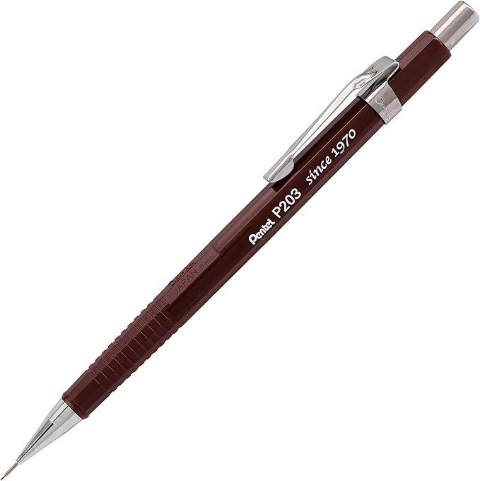 Pentel Sharp Mechanical Pencil, (0.3mm), Extra Fine Line, Brown Barrel, Pack of 4 (P203PF4E)