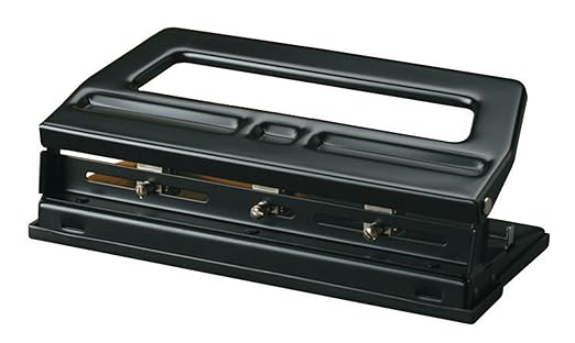 School Smart Black Steel Heavy-Duty 3 or 2-Hole Punch - 038174