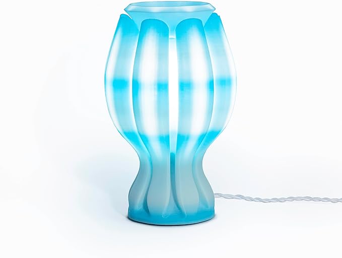 JONATHAN Y 13" Blue/White Flower 3D Printed Table Lamp, Dimmable LED Bedside Lamp for Bedroom, Coastal Tropical Nightstand Light, Modern Bohemian Desk Lamp for Living Room USA1005A