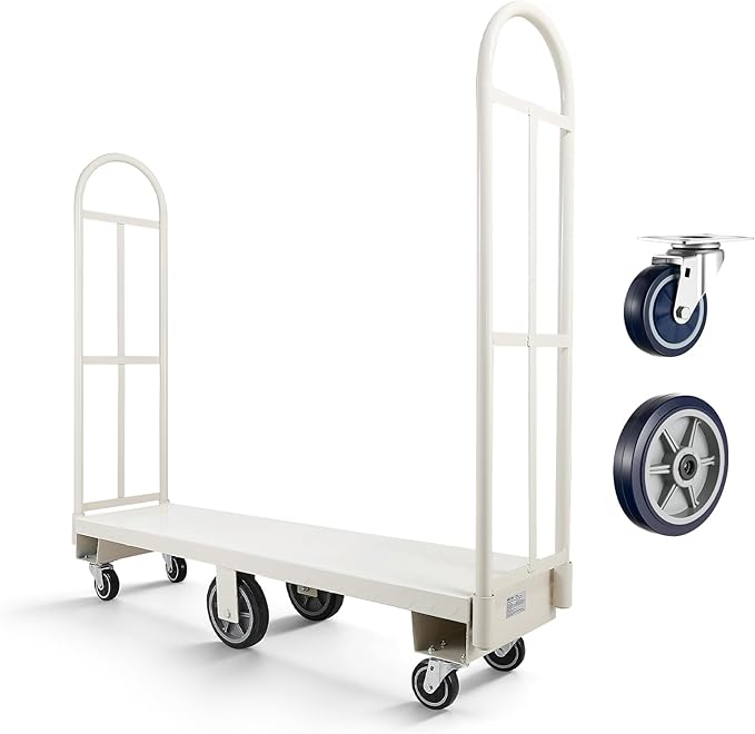 VEVOR 2000LBS Heavy-Duty U-Boat Cart, Platform Truck Dolly with 6 Wheels & Dual Detachable Handles, Heavy Duty Steel Utility Cart for Warehouse/Manufacturing Plant/Logistics Center/Job Site