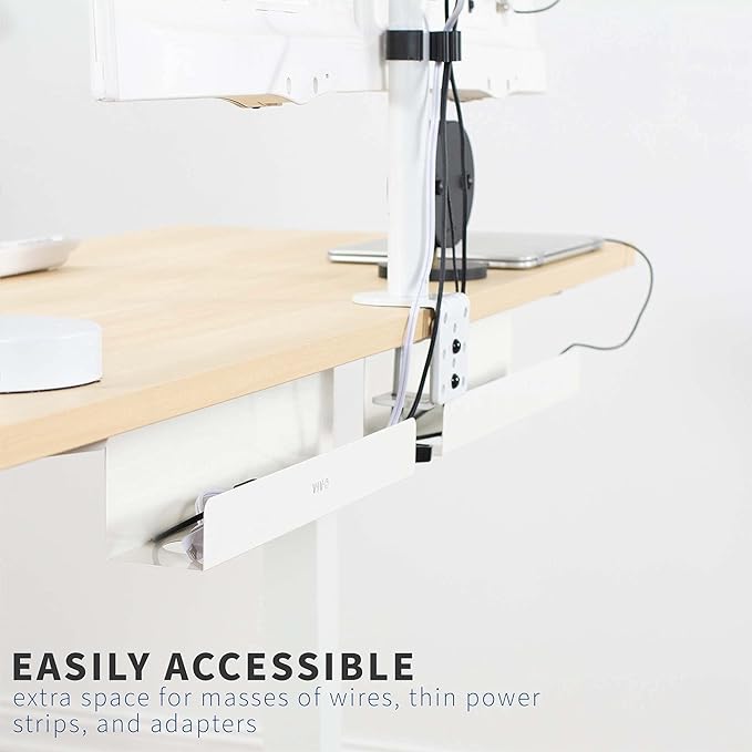 VIVO 2 Pack Under Desk 17 inch Cable Management Tray, Cord Organizer, Home Office Desk Accessories, White, DESK-AC06-2CW