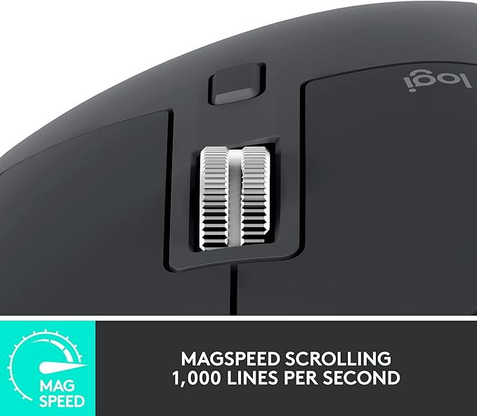 Logitech MX Master 3S - Wireless Performance Mouse with Ultra-fast Scrolling, Ergo, 8K DPI, Track on Glass, Quiet Clicks, USB-C, Bluetooth, Windows, Linux, Chrome - Graphite (Renewed)