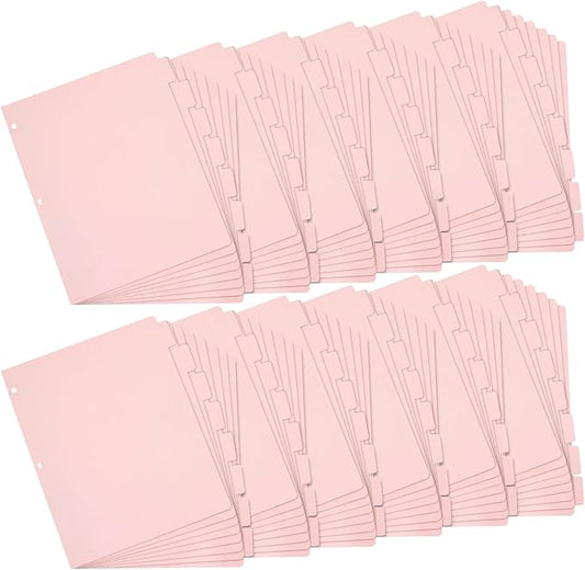Paper Junkie Binder Dividers with Tabs - Letter Size, Pink, 96 Count - Dividers for 3-Ring Binder for School, Office Supplies & Nursing School Supplies