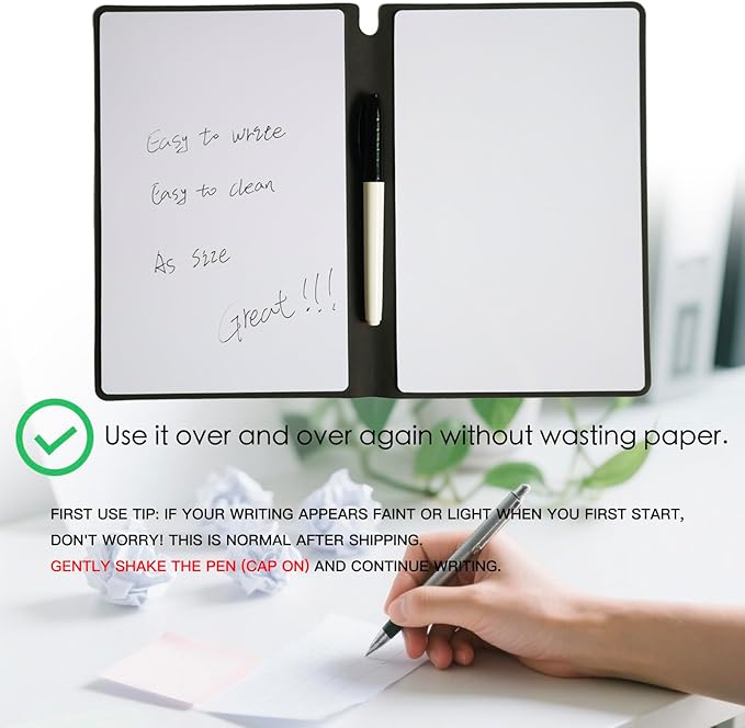Portable Small Dry Erase Board Whiteboard Notebook Handheld, Reusable White Board Dry Erase Notebook for Desk, at Home Office Study Essentials-9.5" x 6.6" (Blue)