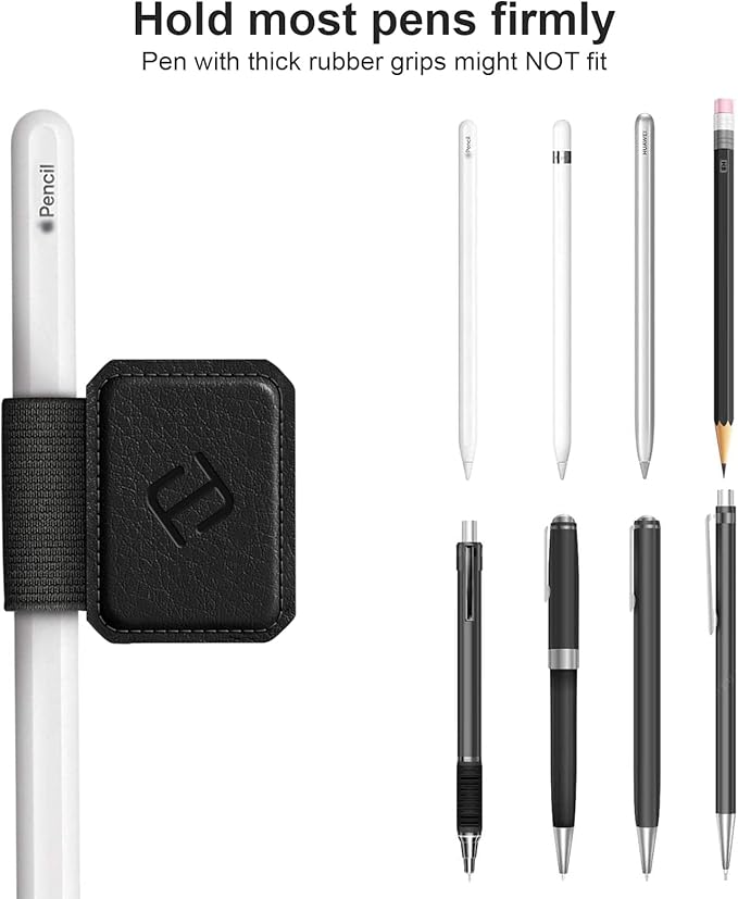 Fintie 4 Pack Pen Loop Holder for Apple Pencil Pro, Apple Pencil (USB-C / 1st / 2nd Generation) and Stylus Pens, Elastic Adhesive Leather Sleeve Attached to Cases, Blossom