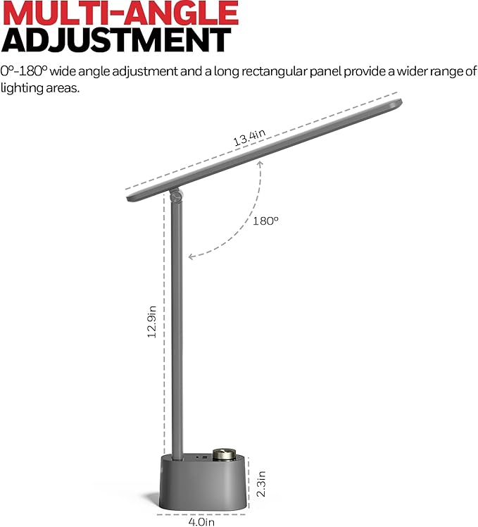 Honeywell Product Image Upgraded LED Desk Lamp - H01 Pro Sunturalux™ Foldable Desk Light with USB A+C Charging Port, 3 Color Modes Dimmable Table Lamp for Home Office Reading(Grey)