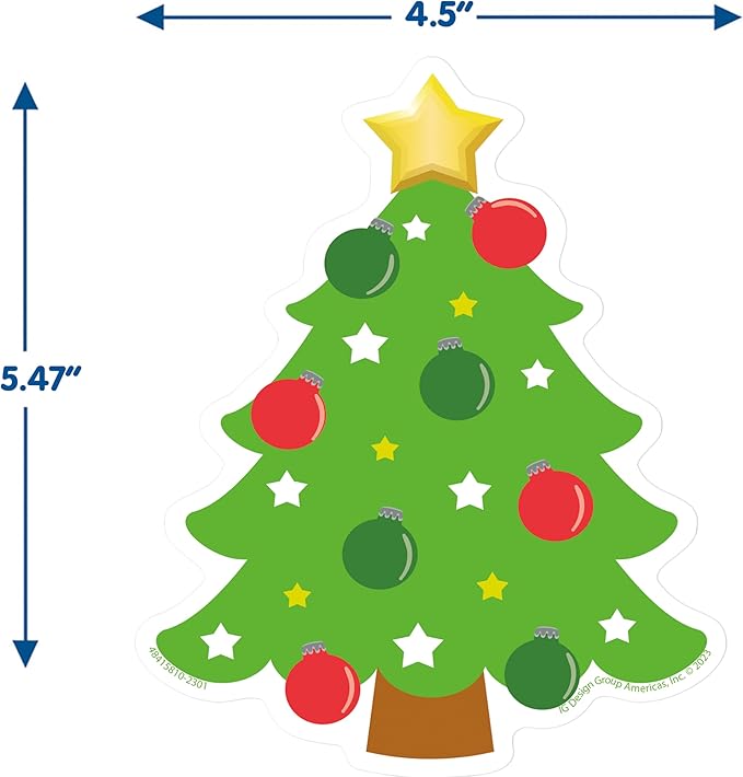 Eureka Christmas Tree Paper Cut-Out Classroom Decorations for Teachers, 36 Pieces