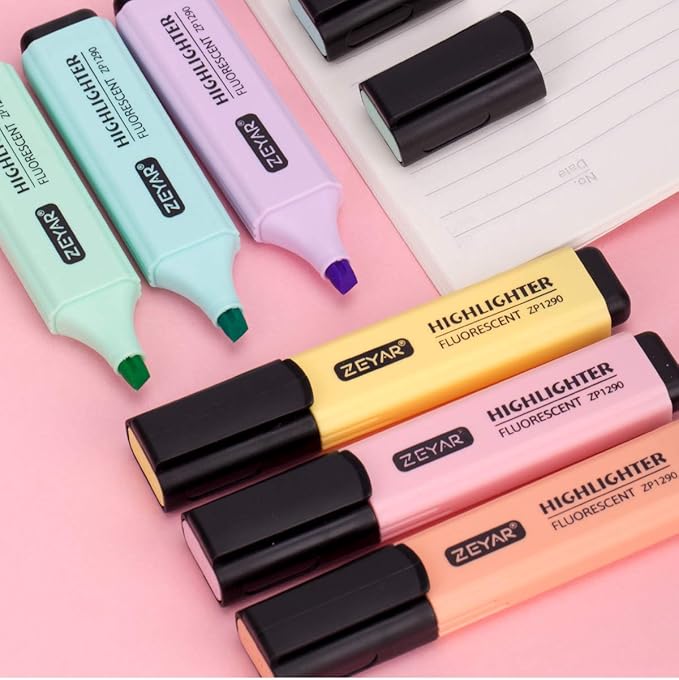 ZEYAR Highlighter, Chisel Tip Marker Pen, AP Certified, Assorted Colors, Water Based, Quick Dry (12 Colors)