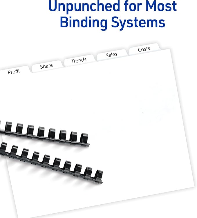 Avery Double Reverse Collated Tab Dividers, Unpunched for Most Binding Systems, Printable with High-Speed Copiers and Offset Presses, White, 5 Tabs per Set (30 Sets of 20405)