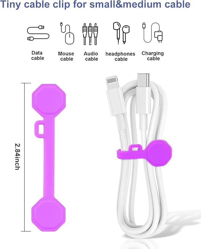 12 PCS Silicone Magnetic Cable Ties, Cable Clips Cord Organizer [1S] Management cable Cords, Reusable Magnet Cable Organizer, Phone Cord Holder for Organizing, Bookmark Whiteboard Fridge Magnets etc