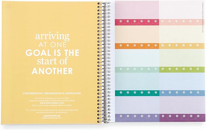 Erin Condren Designed 7x9 Hello Kitty & Friends Rainbow Days Spiral Notebook | Productivity, College Ruled Lines & Checklist for List-Making | 160 pages, 80 lb, Premium Paper