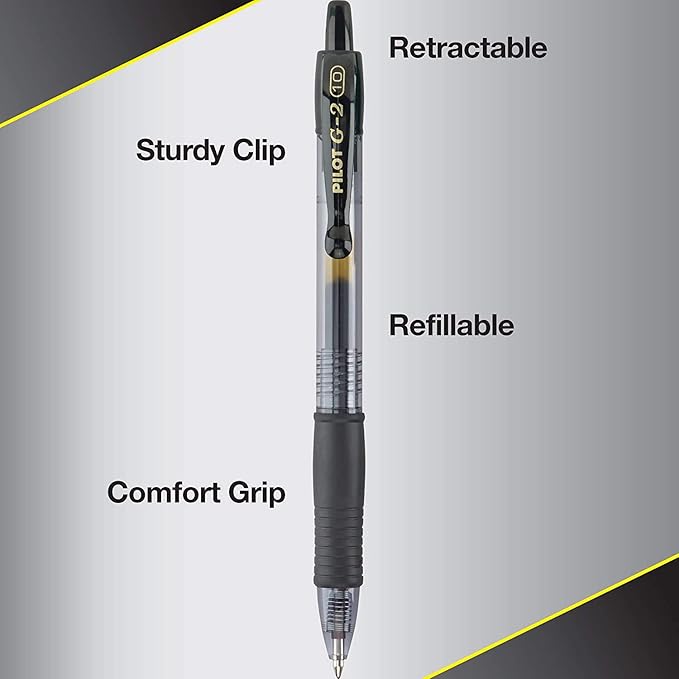 Pilot G2 Premium Retractable Gel-Ink Rolling Ball Pens, Bold Point (1.0mm), 1.0 Gel Pens, Assorted, Tub of 36 - Ideal for School, Journaling, & Office Writing