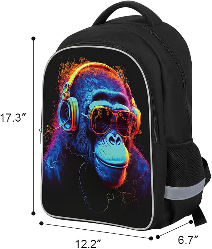 Kids Backpack for Boys - 3pcs 17″ Boys Backpack with Lunch Box Set for Toddle Elementary Middle School - Students Bag for Ages 6-18 Gorilla Tag Bookbag Travel Back Pack