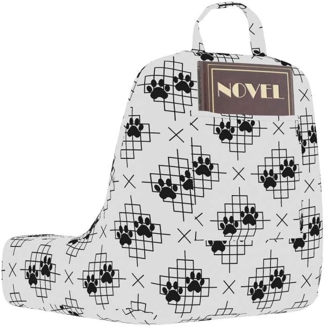 Ambesonne Paw Print Reading Pillow Cover, Greyscale Art of Modernistic Design Squares X Shapes and Animal Feet, Unstuffed Printed Bed Rest Case from Soft Fabric, Small, Charcoal Grey and Pearl