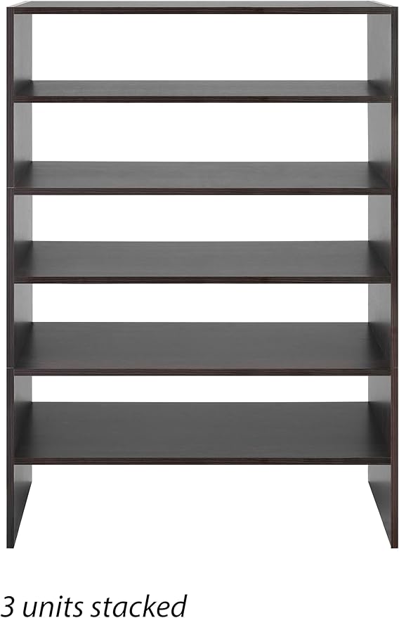 Whitmor Stackable 31" Extra Wide 2-Shelf Storage Organizer, Espresso，2 Pack