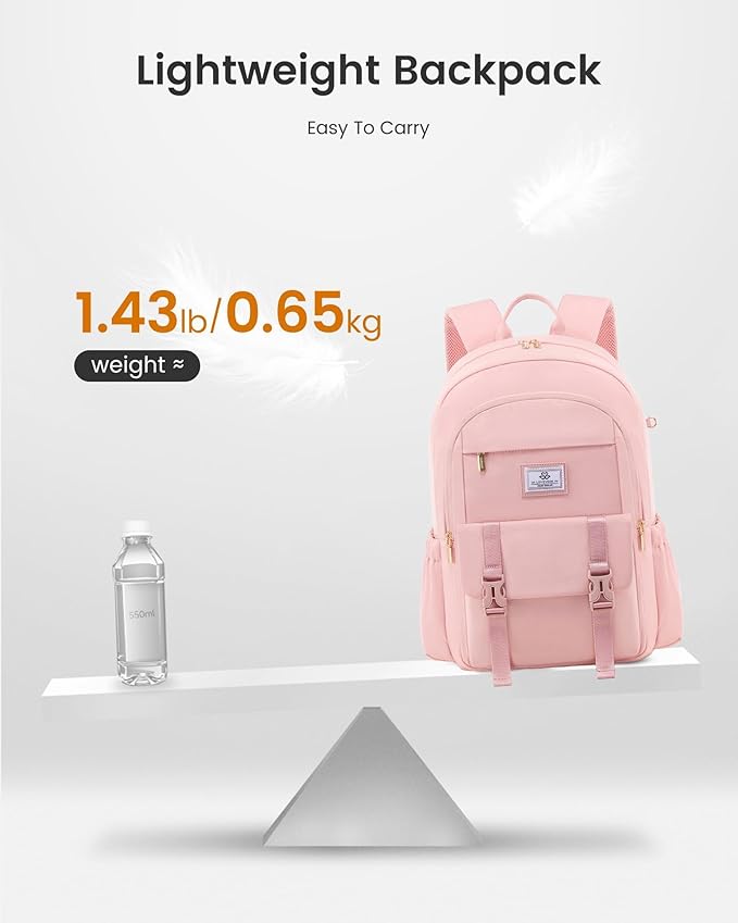 LOVEVOOK School Backpack for Girls Boys,Bookbag for Teen with Pouch Pocket for Large Capacity Cup, Waterproof School Bookbag, Preppy Backpack Travel Daypack with 15.6 inch Laptop Compartment