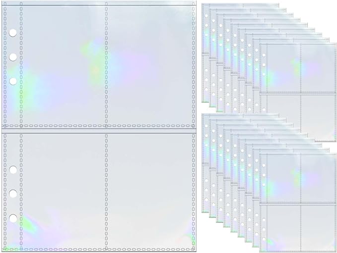 A5 Photocard Sleeves 20pcs Sheet Protectors 2.5'' x 3.7'' 4 Pocket Picture Card Insets Laser Clear PP Photo Album Refill Pages for 6 Ring Binder (Laser, A5-4Pocket)