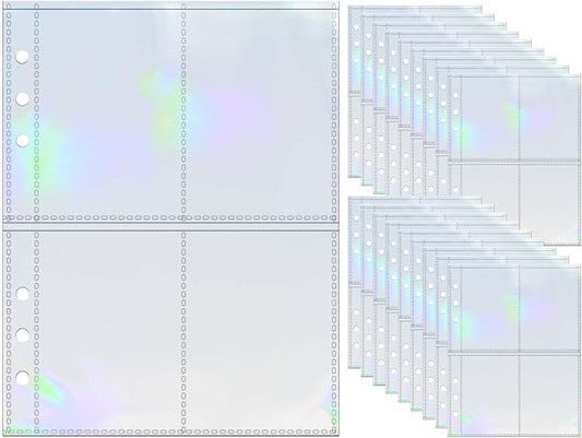 A5 Photocard Sleeves 20pcs Sheet Protectors 2.5'' x 3.7'' 4 Pocket Picture Card Insets Laser Clear PP Photo Album Refill Pages for 6 Ring Binder (Laser, A5-4Pocket)