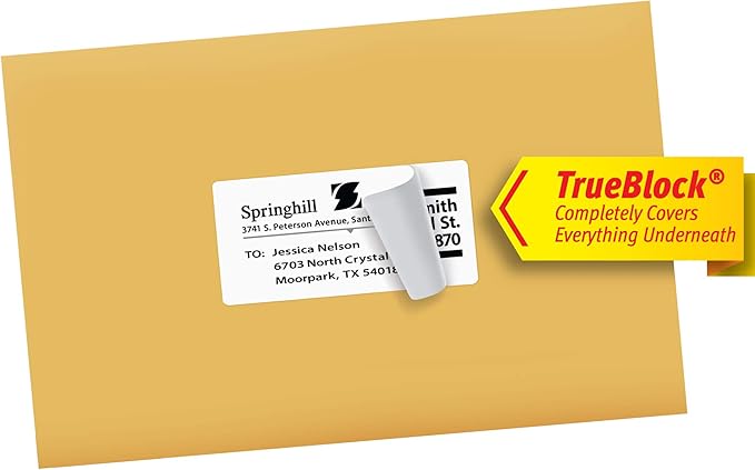 Avery Printable Shipping Labels with Sure Feed, 2" x 4" Customizable Stickers, White, 250 Blank Mailing Labels, Great for Mailing, Shipping, and More (8163)