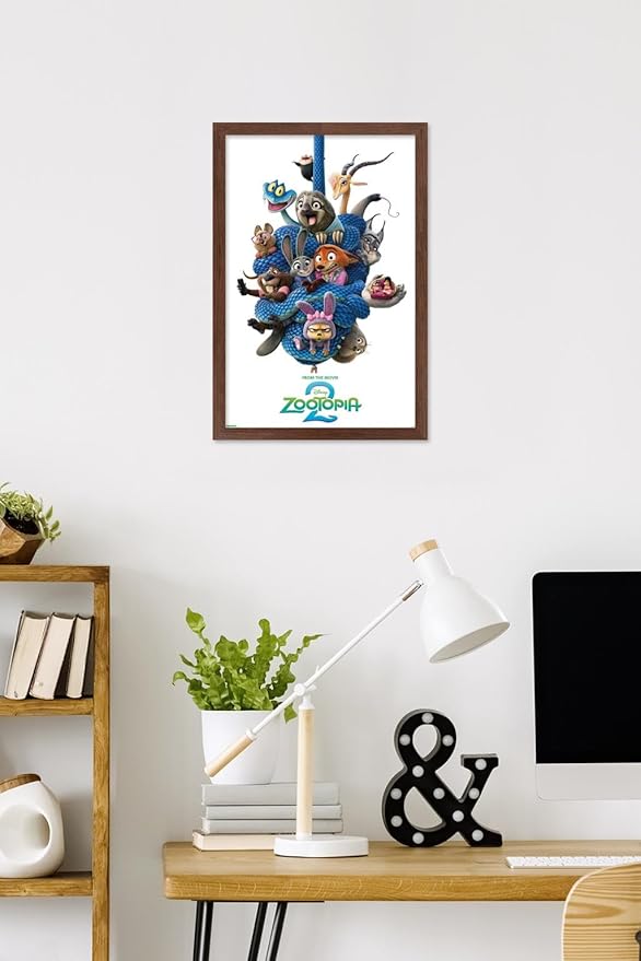 Disney Zootopia 2 (2025) - Group One Sheet Wall Poster, 22.4L" x 14.7W", Mahogany Framed Version