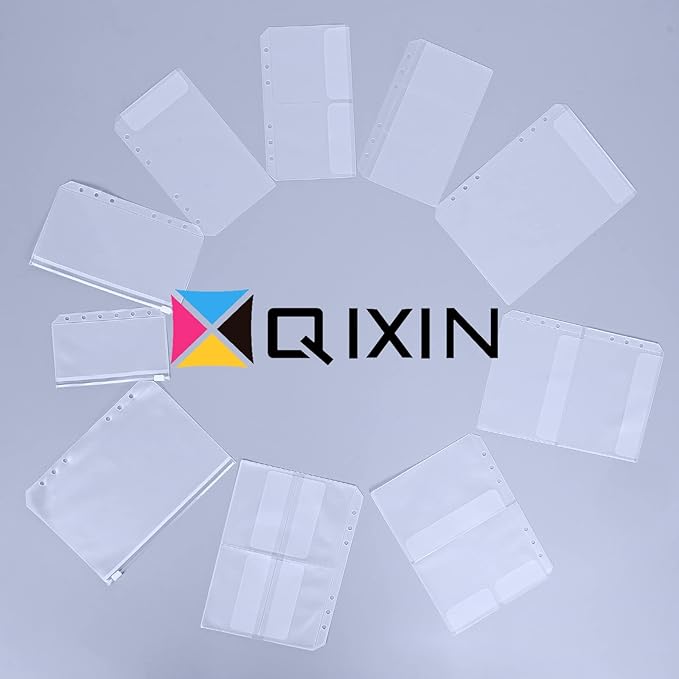 30pcs A5 Binder Pocket no Zipper Budget Planner Inserts Bulk Clear Budget Binder Organizer Cash Envelopes for Budgeting Waterproof PVC Loose Leaf Bags Card Sleeves for 6 Ring Notebook