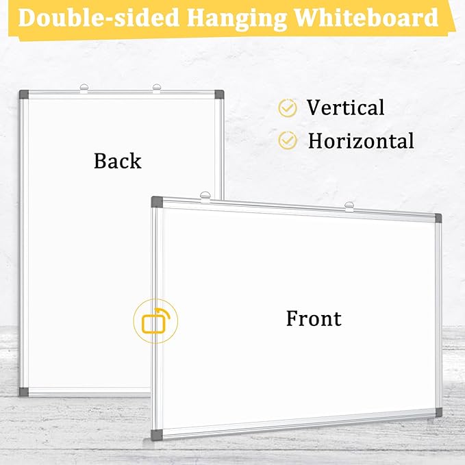 4 Pack Double-Sided Magnetic Whiteboard, 36" x 24" Dry Erase Board, Aluminum Frame White Board for Wall, Hanging Mounting White Board Dry Erase Marker Board for Office, School, Home