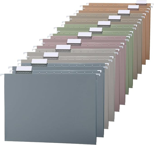 12 Pack Decorative Hanging File Folders, Letter Size with Tab, 6 Color Assorted for Filing Cabinet Office Supplies(Classic Color)